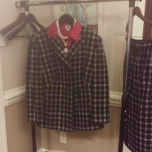 Blk & white window pane plaid suit